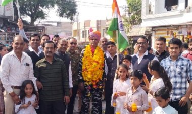 सेना से सेवानिवृत होकर लौटे प्रजापत का नामली में हुआ स्वागत-सम्मान