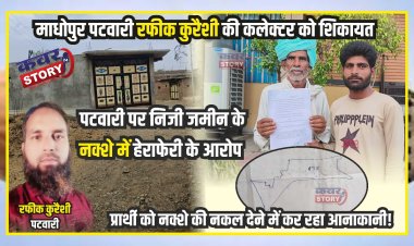 माधोपुर पटवारी रफीक कुरैशी की कलेक्टर  को शिकायत, निजी जमीन का नक्शा  देने में कर रहा आनाकानी!  पटवारी पर निजी जमीन के नक्शे में हेराफेरी के आरोप