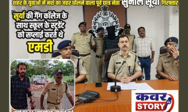 शहर के युवाओं में नशे का जहर घोलने वाला पूर्व छात्र नेता सुनील सूर्या गिरफ्तार NDPS एक्ट में फरार हिस्ट्रीशीटर सुनील सूर्या को पुलिस ने उदयपुर से पकड़ा,    सूर्या की गैंग मेडिकल कॉलेज के अलावा अन्य कॉलेज के साथ स्कूल के स्टूडेंट को सप्लाई करते थे एमडी, सूर्या पर 43 आपराधिक मामले दर्ज