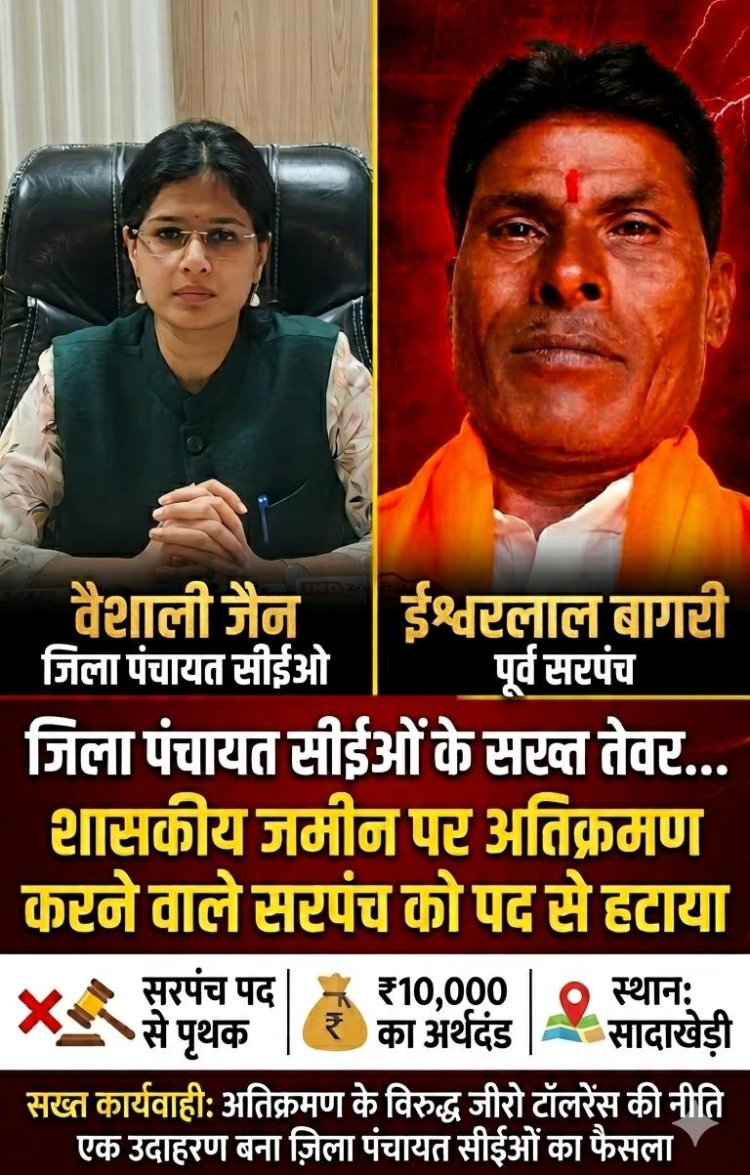 जिला पंचायत सीईओं के सख्त तेवर...शासकीय जमीन पर अतिक्रमण करने वाले सरपंच को पद से हटाया, 10 हजार का अर्थदंड भी लगाया