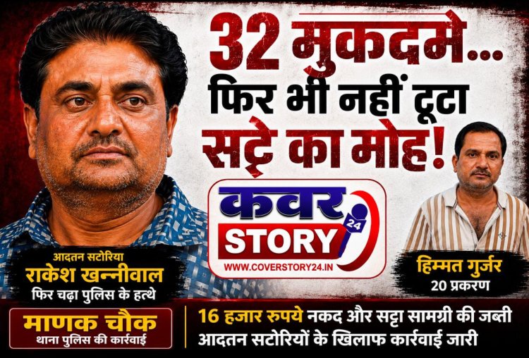 32 मुकदमे... फिर भी नहीं थमा सट्टे का खेल! आदतन सटोरिया राकेश खन्नीवाल फिर पुलिस के शिकंजे में 20 मामलों वाला साथी हिम्मत गुर्जर भी गिरफ्तार, 16 हजार रुपये नकद और सट्टा सामग्री जब्त